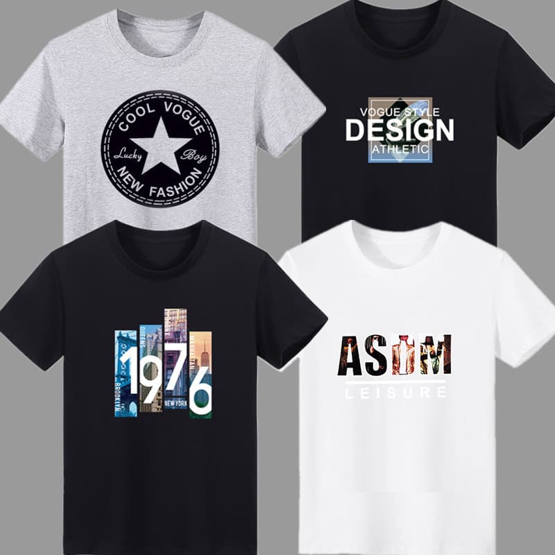 2025 New Men's Short Sleeve T-Shirt Factory Stock Summer Men's T-Shirt Street Vendor Stock Multiple Print Styles Export Half Sleeve