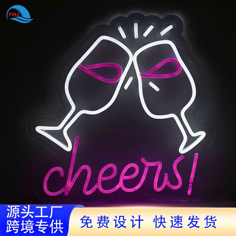 Cheers Neon Light Cheers Clink Shape Bar Tavern Decorative Light LED Luminous Sign Camping Hanging Decoration