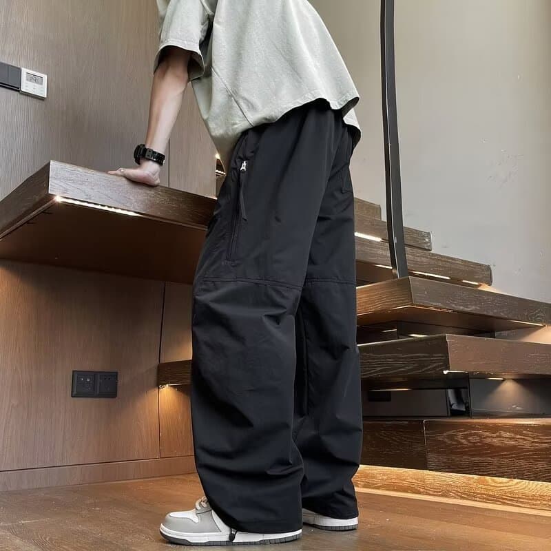 American Street Style Big Size Cargo Pants for Men 2026 New Loose Plus Size Relaxed Straight Leg Curved Blade Outdoor Long Pants