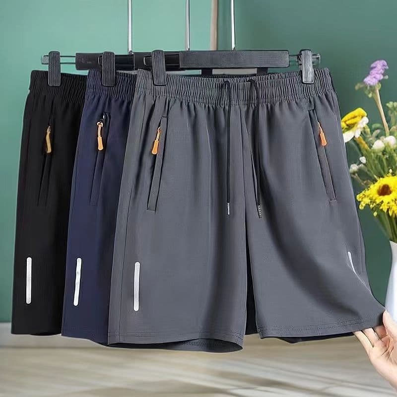 New Summer Men's Shorts Thin Ice Silk Quick-Dry Sports 5-Inch Shorts Loose Breathable Beach Shorts