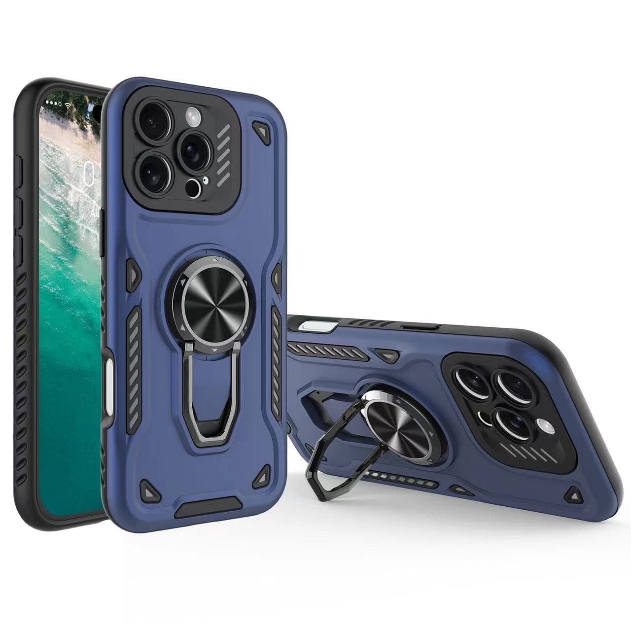 Armor Ring Stand Anti-Drop Case New Metal Stand 2-in-1 Phone Case Compatible with iPhone 17 Protective Cover