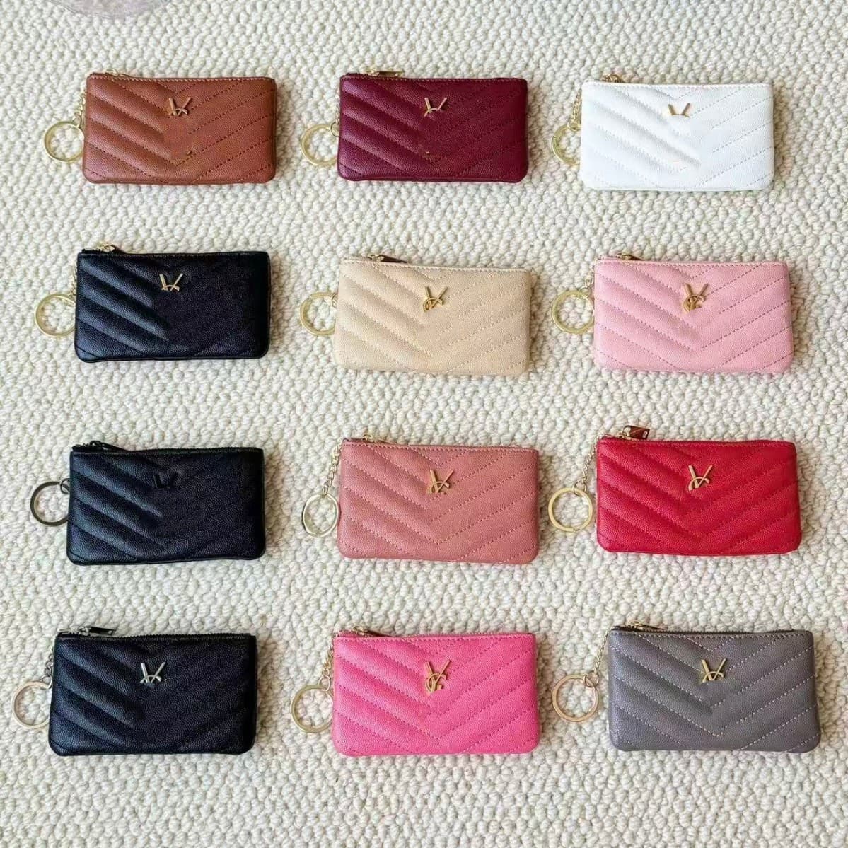 European and American retro caviar coin purse pendant high-end clutch bag women's lipstick zipper coin purse pendant keychain