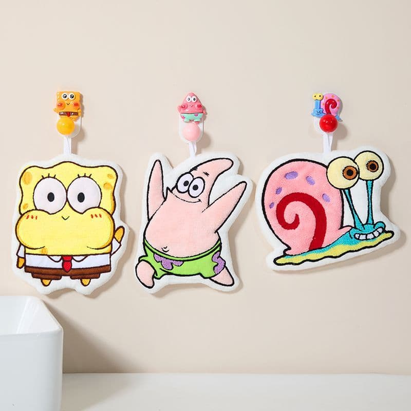 Cute SpongeBob SquarePants Patrick Star Children's Hand Towel New Cartoon Hanging Odor-resistant Portable Soft Absorbent Towel