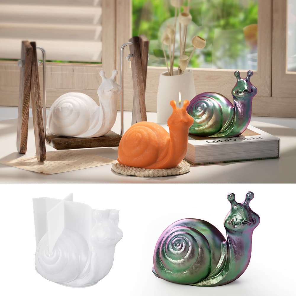 Poppy Large Crystal Epoxy Snail Ornament DIY Resin Plaster Candle 3D Animal Silicone Mold