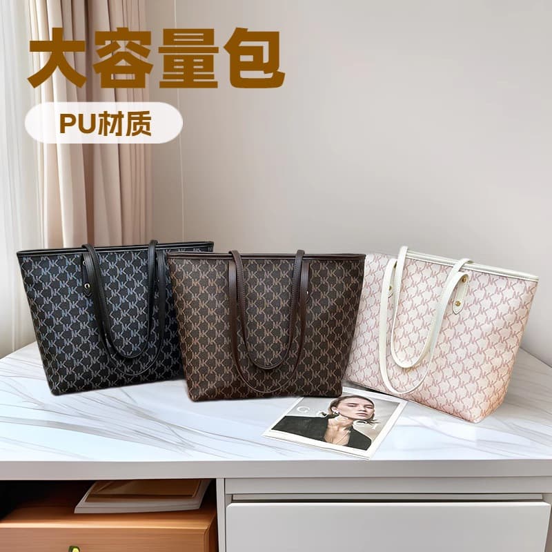 Elegant Large Capacity Women's Shoulder Bag Trendy Street Style PU Leather Commuter Tote Handbag Fashionable All-Match Bag