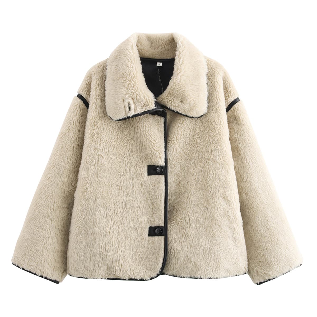 Cross-border European and American style women's clothing wholesale fashionable and versatile French casual fleece stand-up collar warm loose sherpa jacket
