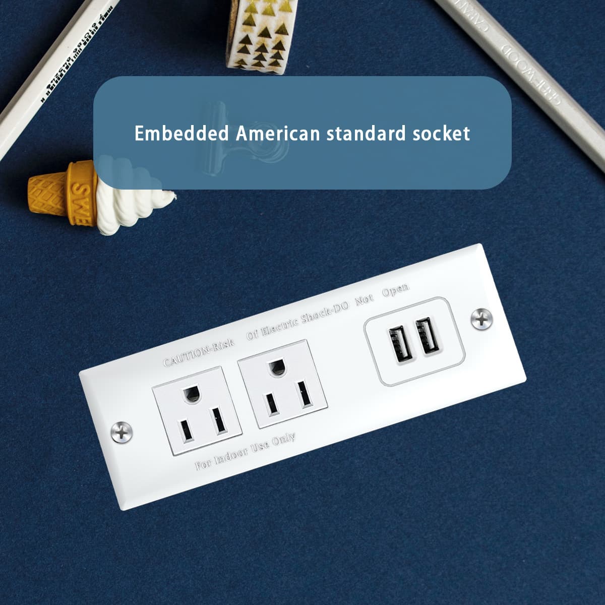 Two-position American Standard 10W Dual USB Cabinet Wine Cabinet Recessed Power Strip Iron/Wood Bedside Table Embedded Socket USB Socket