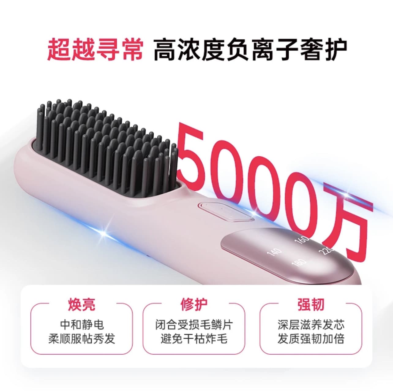 Yanbuer Hair Straightening Brush with Millions of Negative Ions, Non-Damaging 2-in-1 Straightening and Curling Iron, Mini Volumizing Hair Tool