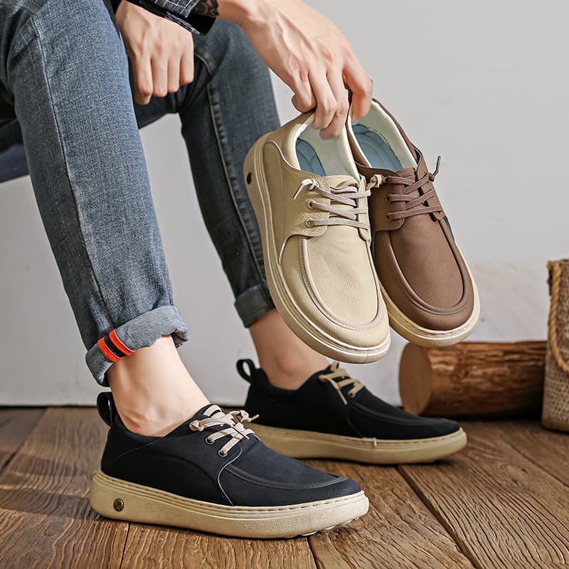First layer cowhide men's shoes 2025 autumn new men's casual shoes soft sole soft leather comfortable versatile shoes for men