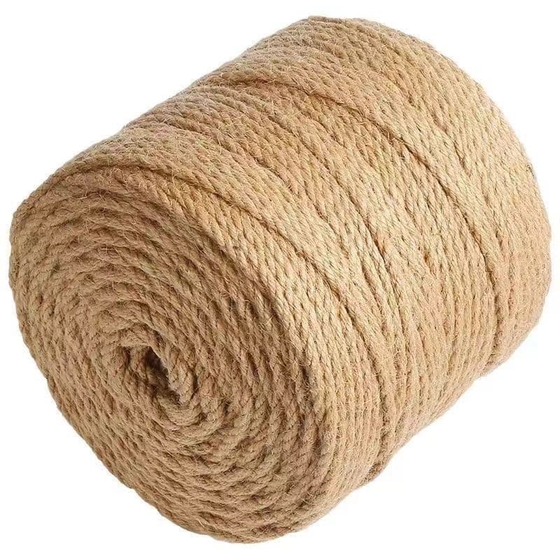 Yellow Thick Jute Rope for Cat Tree, Handmade DIY Tying, Hose Wrapping, Tire Wrapping, Coffee Table Circumference, Three-Strand Total Length