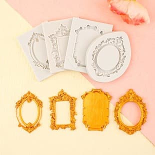 Multi-style Embossed Photo Frame Mold Vintage Border Hollow Embossed Fondant Silicone Mold Chocolate Cake Decorating Mold