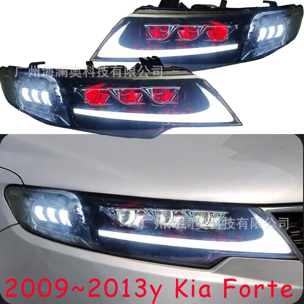 Suitable for Kia Forte Headlights, Fog Lights, Bumper Guards, Warning LED Daytime Running Lights, 2009~2012 Models