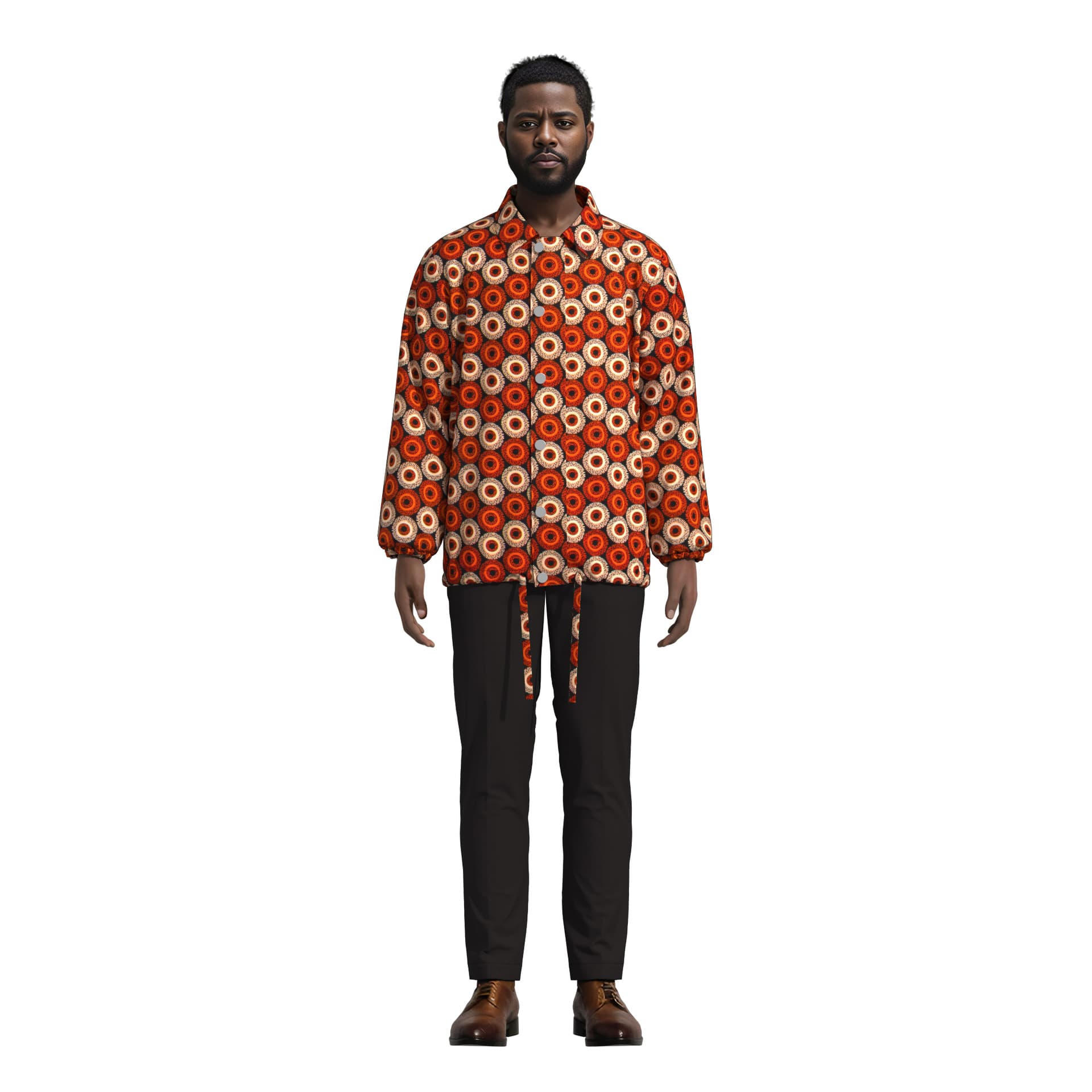 Cross-border e-commerce, Amazon best-selling long-sleeved printed top for men, fashionable, loose fit, lapel, versatile casual menswear, dropshipping available.