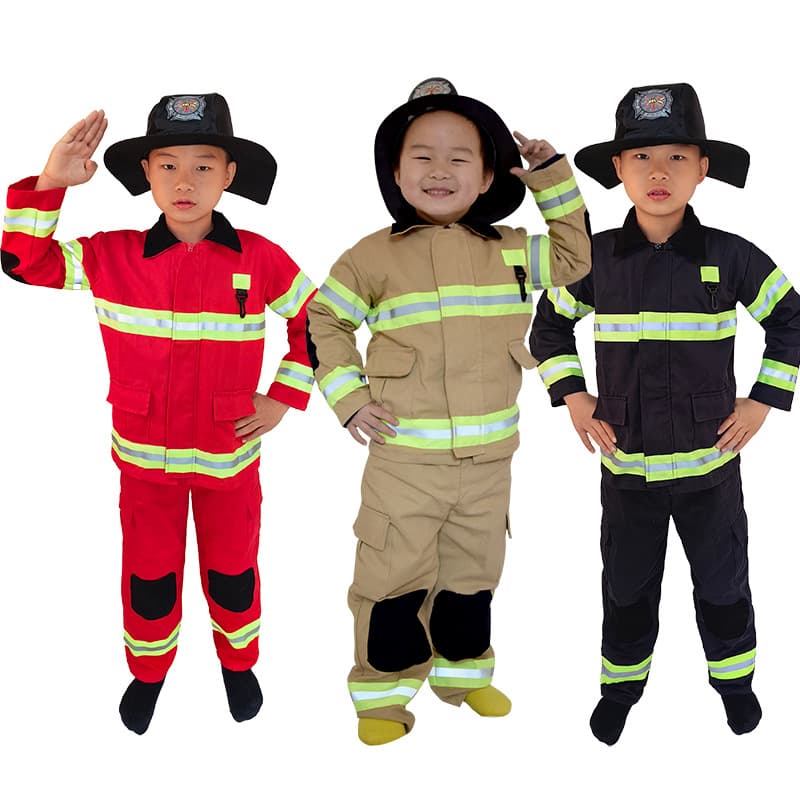Children's Firefighting Costume Stage Performance Clothes Cosplay Small Firefighter Practice Clothes Dance Concert Dress