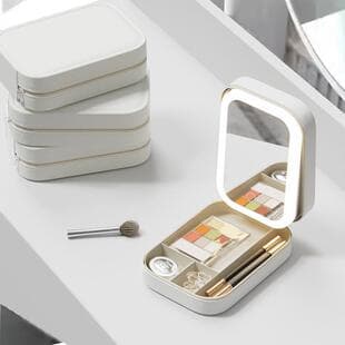 LED Makeup Mirror Desktop Portable Cosmetic Bag Jewelry Box Gift Box Portable Small Mirror Packaging Box