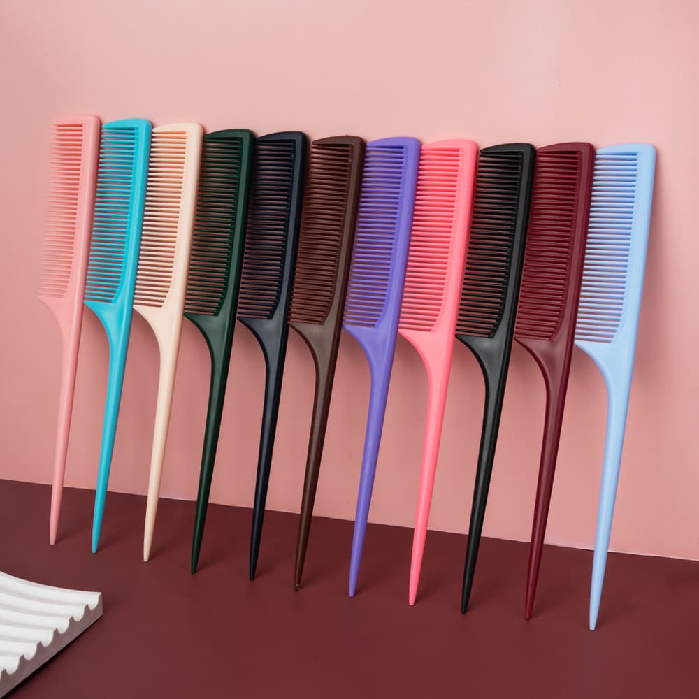 Children's Women's Fine Tooth Comb Hairdressing Salon Professional Hair Cutting Comb Plastic Material Sharp End And Tail Comb