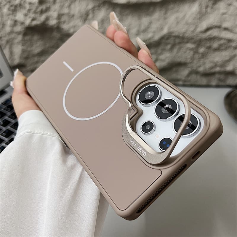 Cross-border Compatible with Samsung S26 Ultra Slim Ring Magnetic Frosted Skin-Feel Phone Case S25 Lens Stand Protective Cover