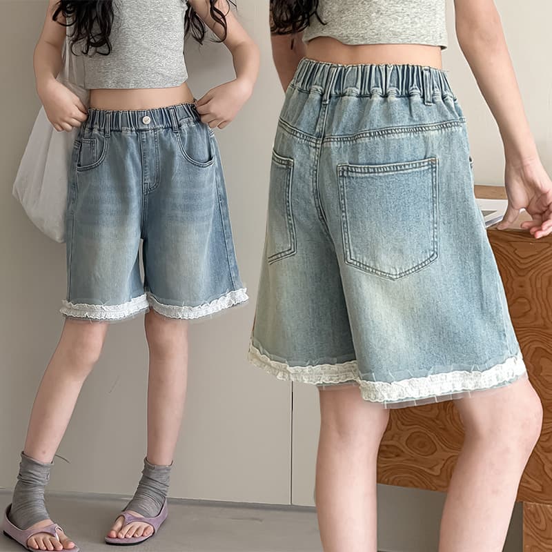 Girls' Denim Bermuda Shorts Summer New Style, Loose Fit for Older Children, Casual and Fashionable Thin Shorts for Girls