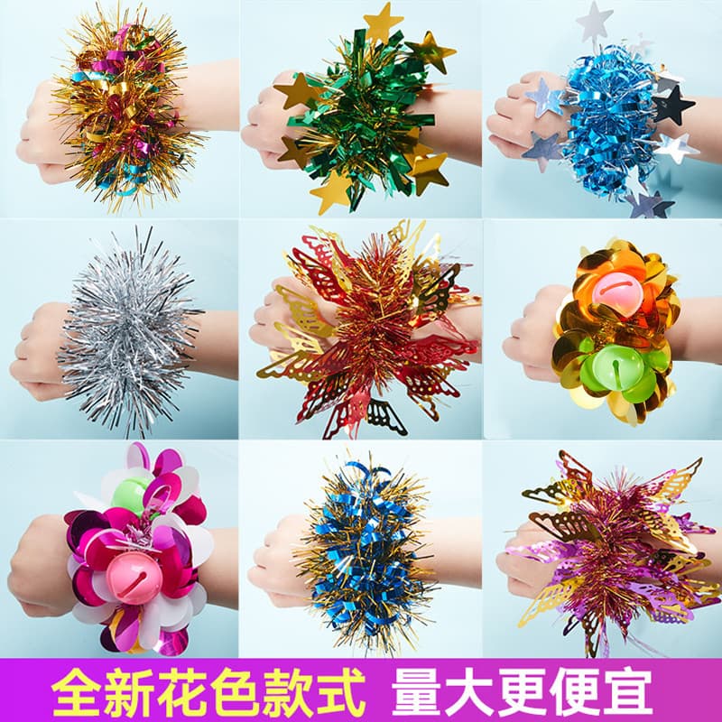 Zhaozhu Hand Flower for Performances, Cheerleader Wristband, Entry for June 1st Dance, Rose Flower for Kindergarten Children's Day Wrist Sports