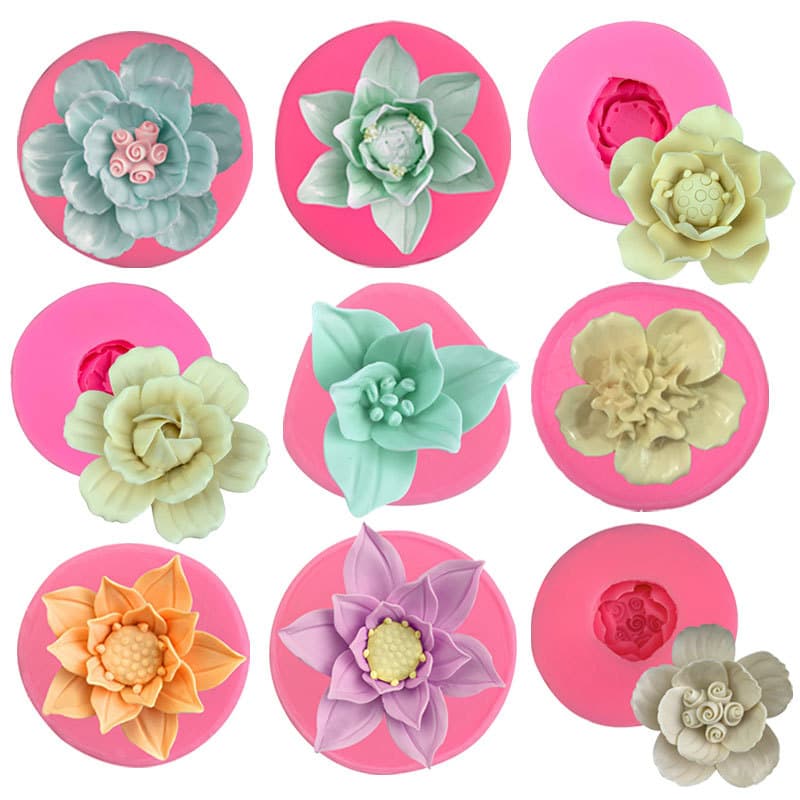 3D DIY Flower Fondant Silicone Mold Handmade Fondant Cake Decoration Tools Candle Aromatherapy Baking Glue