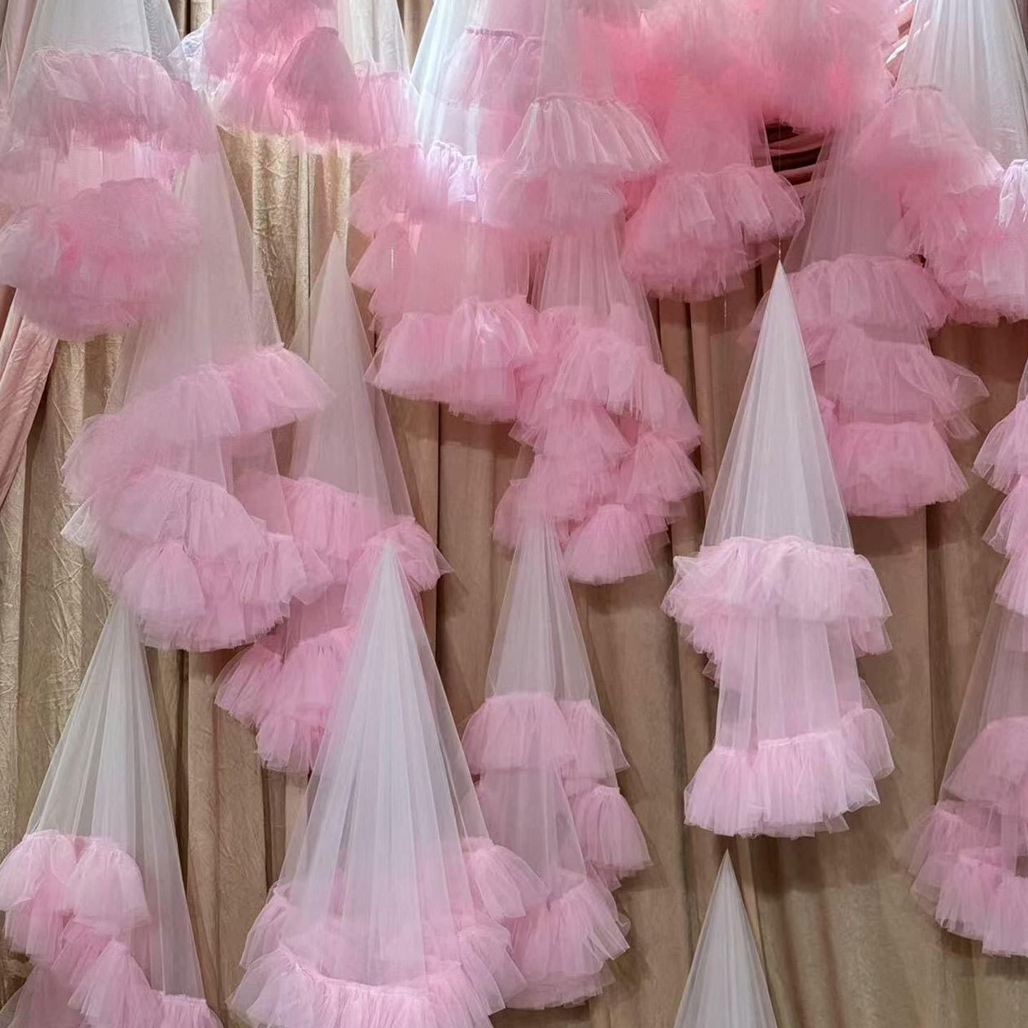 Dream Wedding Dopamine Decoration Cloud Tulle Outdoor Decoration Colorful Tulle Flower Veil Puffy Tulle Waterfall Tulle Curtain