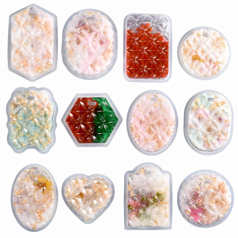 DIY Crystal Resin Epoxy 3D Pattern Pendant Mold - Clover, Oval, Hexagon Silicone Mold for Jewelry Making