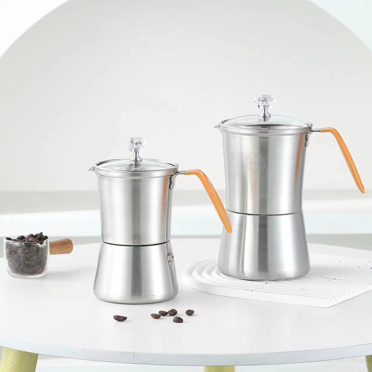 304 Stainless Steel Moka Pot High-Pressure Espresso Coffee Maker Tea Pot Cross-Border Coffee Gear Pour-Over Coffee