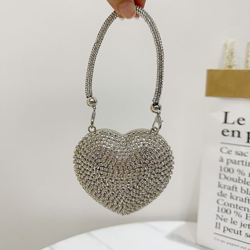 2025 Fashion Mini Heart Handbag Chain Bag Rhinestone Evening Crossbody Shoulder Bag for Women tb bag tb handbag