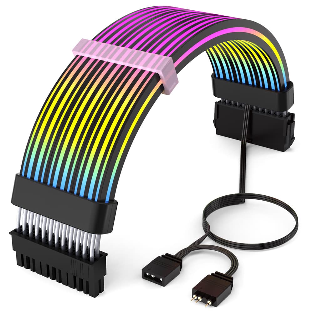 Graphics Card Neon Light Strip Motherboard 24Pin Power Neon Extension Cable ARGB Light Bar Computer Case Decoration
