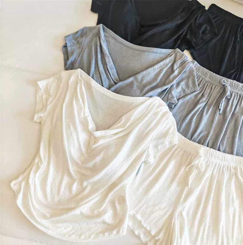 Cross-border Live Stream Pure Desire Pajama Set, Women's Ribbed Camisole Summer V-neck with Built-in Pads, New Lace Trim Loungewear