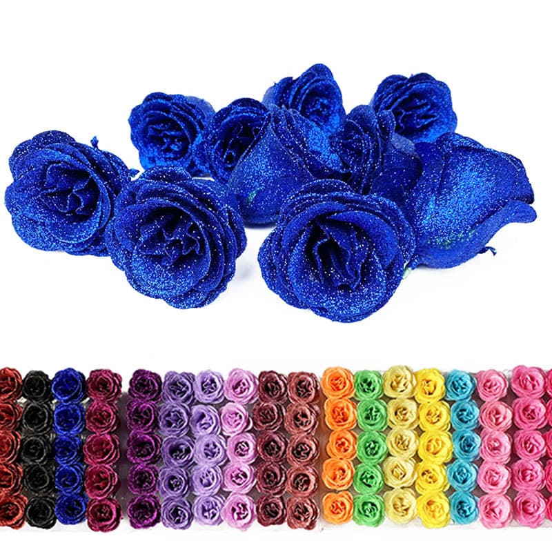 Foreign Trade Cross-border Gold Powder Blue Enchantress Crystal Rose 520 Qixi Festival Flash Rose