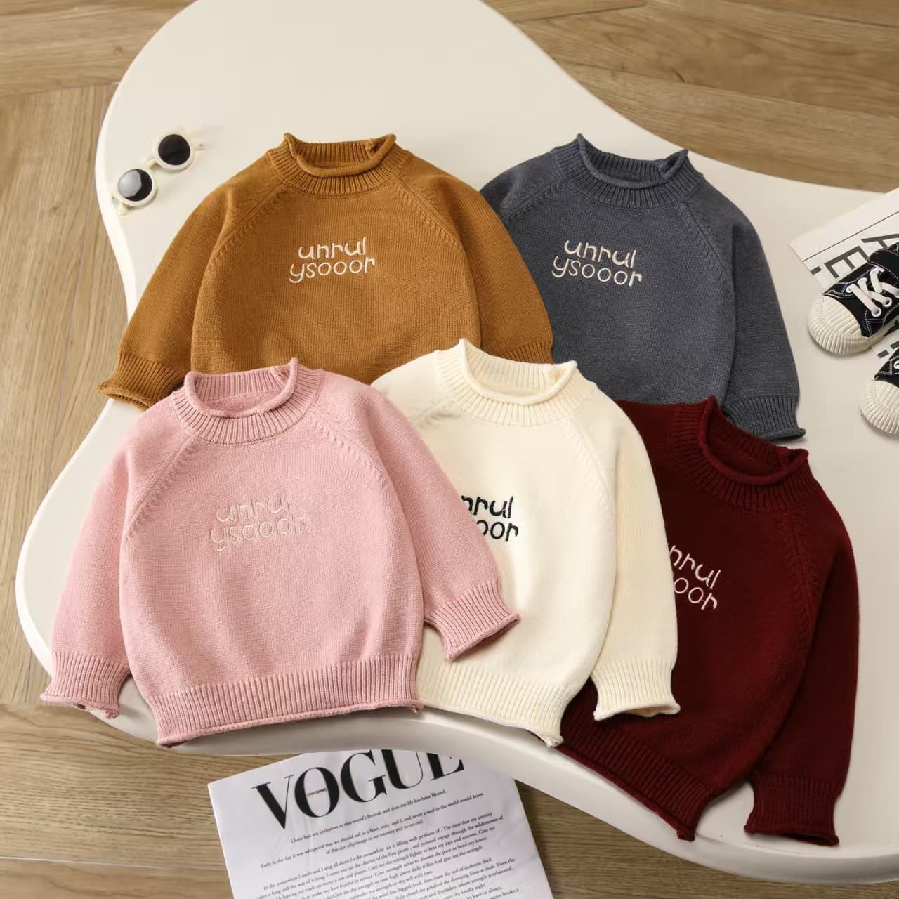 Children's Sweater 2026 Letter Spring Korean New Style Fashionable Knit Long Sleeve Pullover