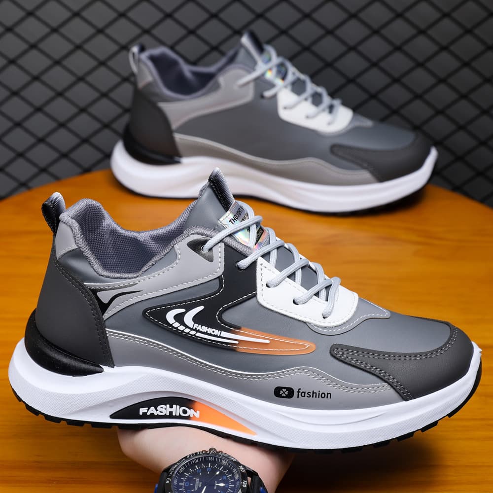 Cross-border Large Size Men's New Trendy Leather Waterproof Sports Shoes Casual Lightweight Versatile Running Shoes