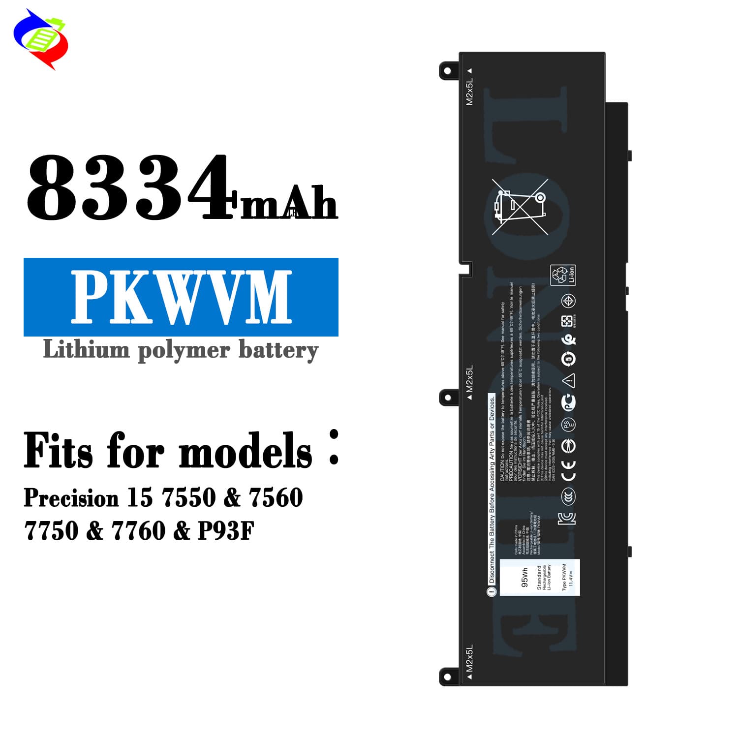 Compatible with Dell PKWVM Laptop Battery for Precision 15 7550/7560/7750/7760/P93F