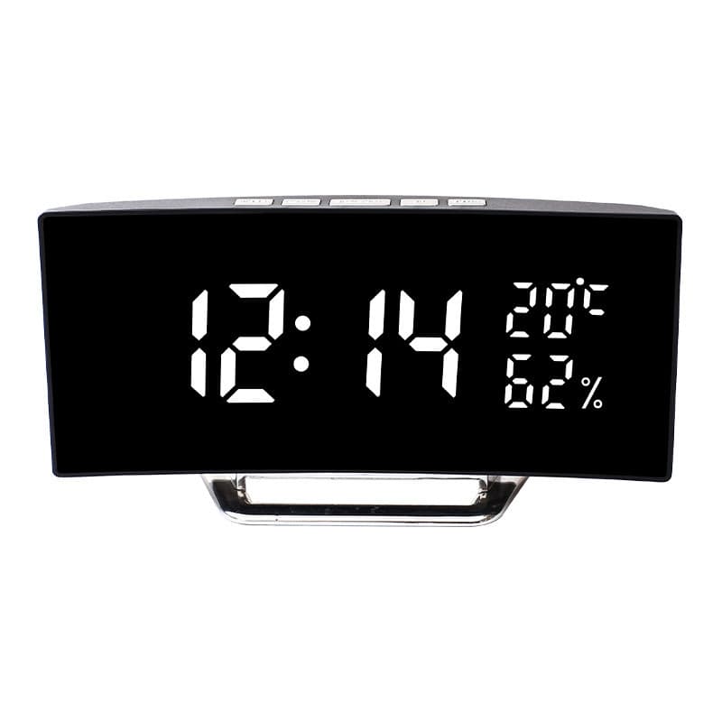 Amazon Cross-border Curved Bedside LED Electronic Clock Gift Curved Screen Temperature Humidity Alarm Clock Wholesale