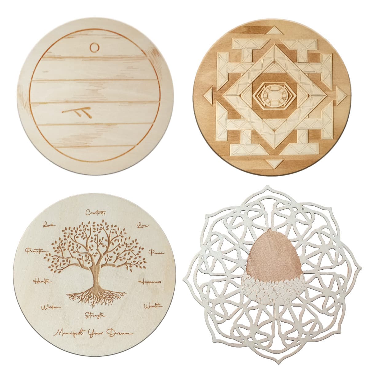 Basswood Ground Round Coaster, Lace Hollow Carved, Home Dining Table Mat, Kitchen Heat Insulation Pad, Decorative Wooden Ornament