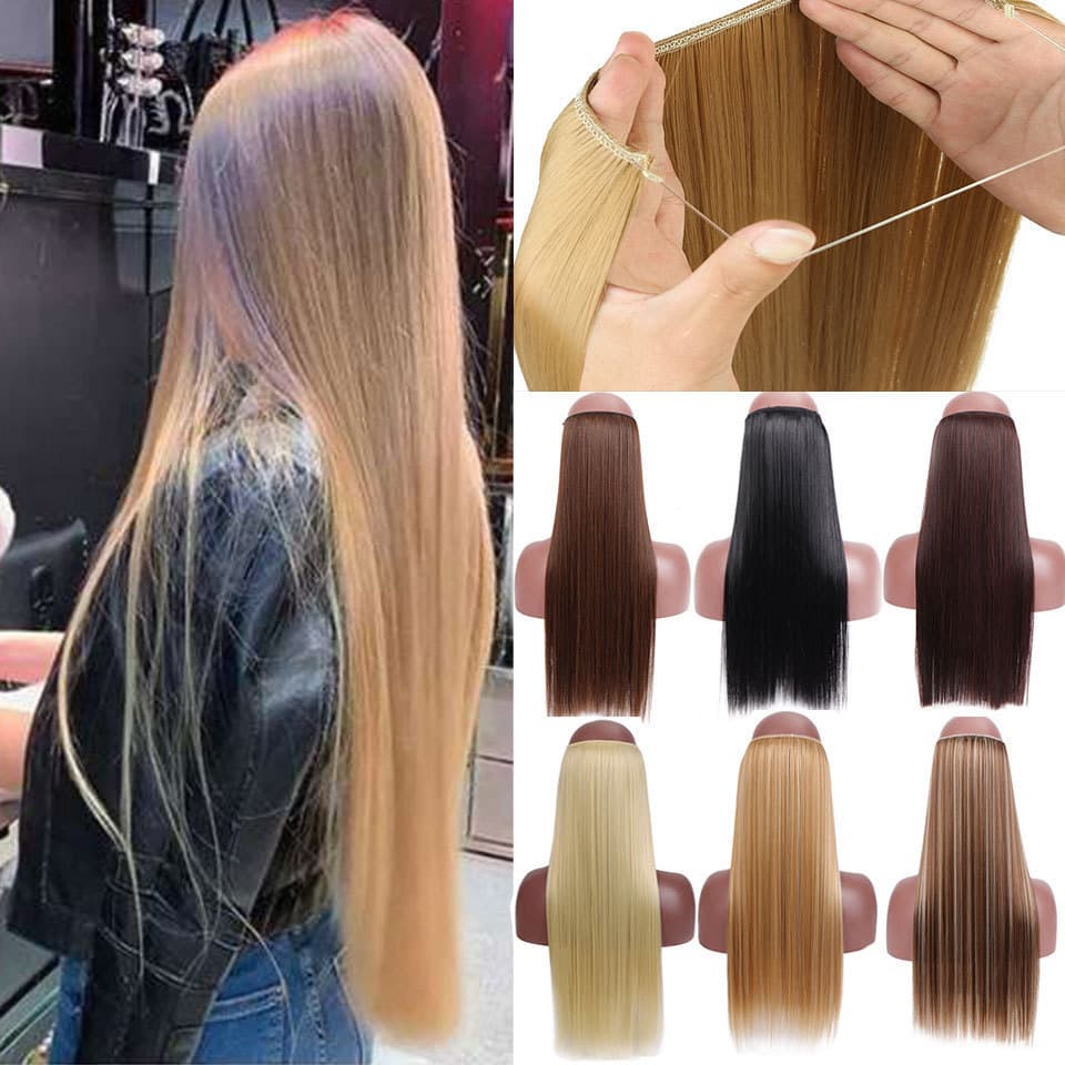 Export European and American Fish Line Hair Extension Clip-In Long Straight Curly Big Wave Water Wave COS Mermaid Hair Extension