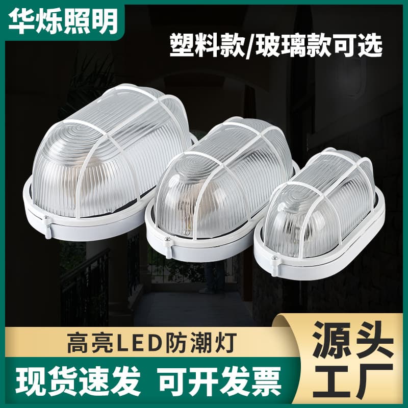 LED moisture-proof light, round and oval, three-proof light, garage/basement glass moisture-proof wall light, explosion-proof elevator shaft light.