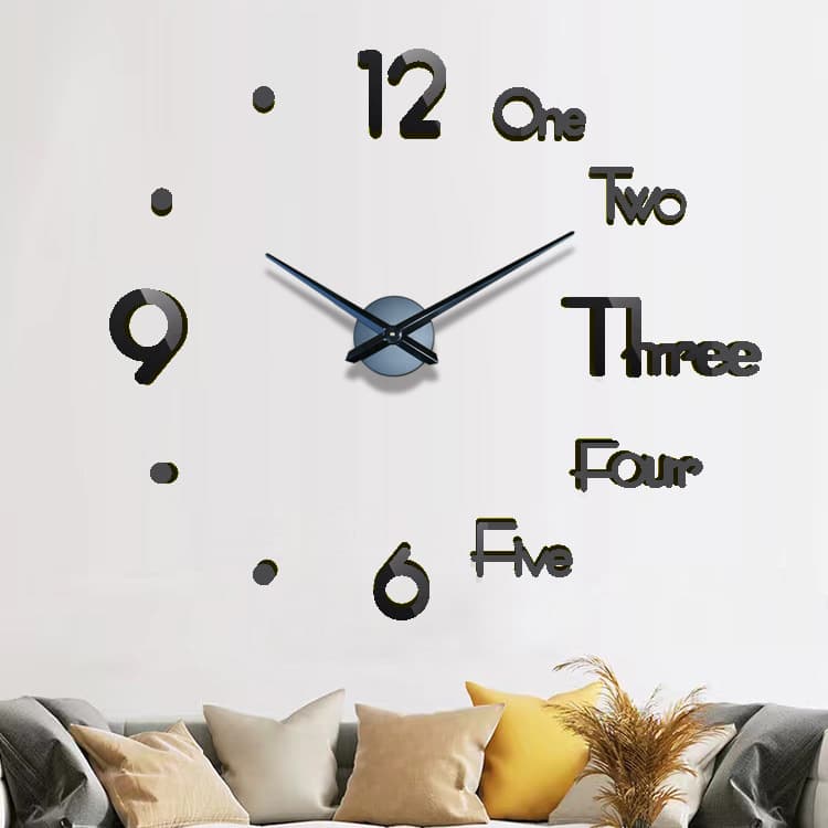 Simple punch-free creative diy wall clock personalized living room bedroom clock mute digital clock decorative wall clock