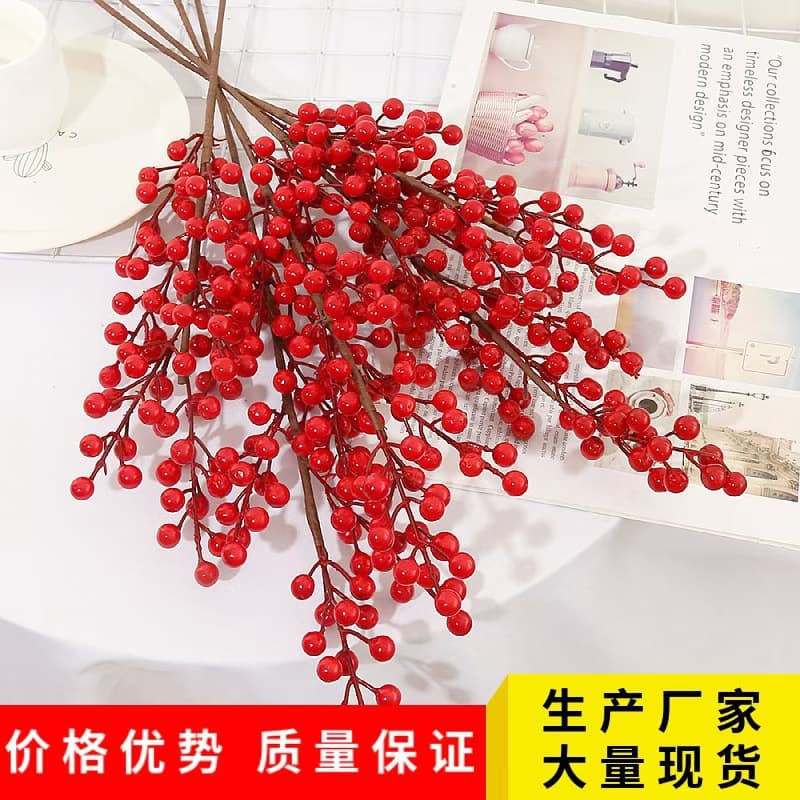 Realistic Red Fruit Pineapple Prosperity Fruit New Year Flower Material Wintergreen Fortune Bucket Flowers Home Decor Ornaments