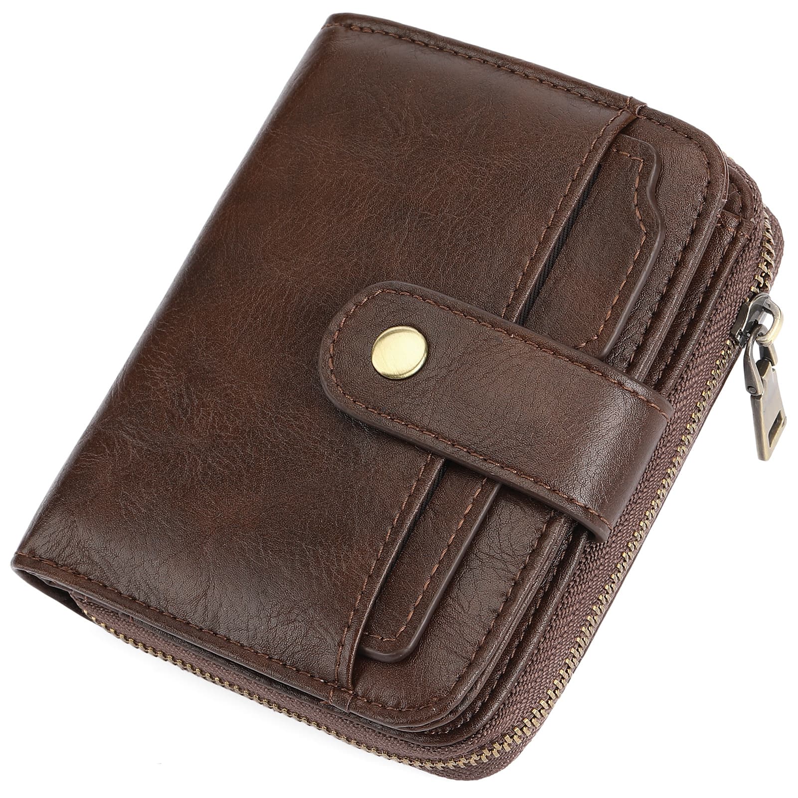 Gaekeao New Men's Short Wallet with Zipper and Clasp, Coin Pocket, Vintage PU Card Holder, Wallet, Manufacturer in Stock