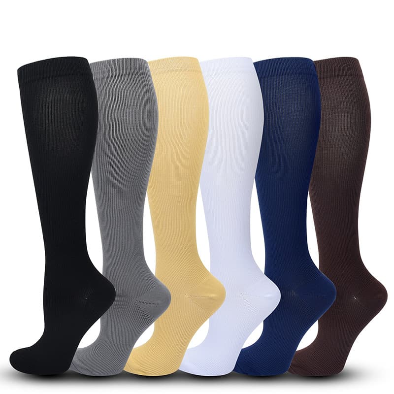 Solid color sports compression socks, anti-varicose vein compression socks, running elastic socks, suitable for nurses, covering the calves.