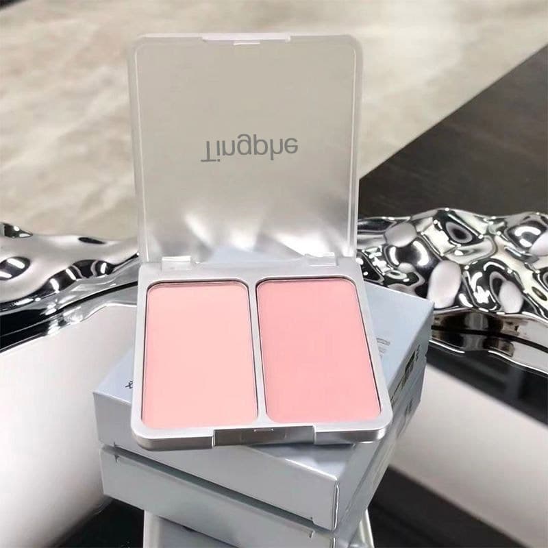 TINGPHE two-color blush palette low saturation shrink expansion color blush purple brighten contour student party affordable rouge
