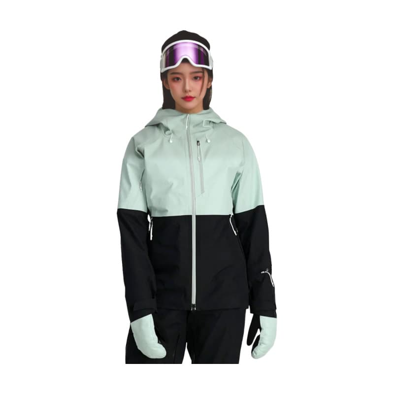 Color-blocked hooded sports jacket, outdoor patchwork stand-up collar outdoor sportswear, ski suit