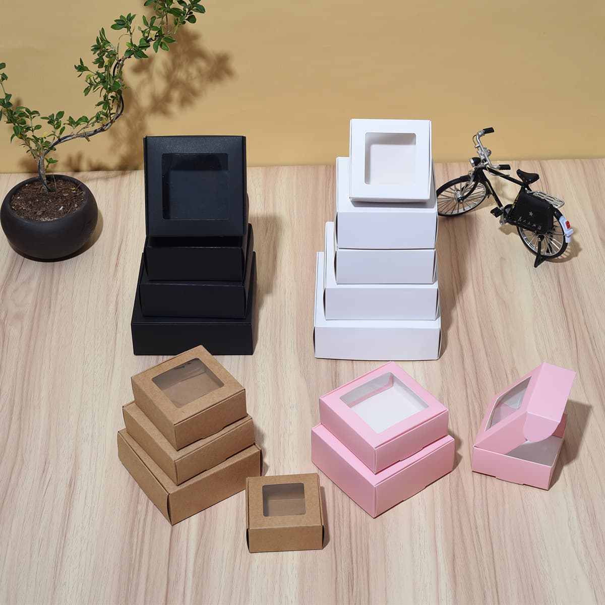 Kraft Paper White Cardboard Mini Box with Window for Jewelry, Candy, Handmade Soap, Gift, and Souvenir Packaging