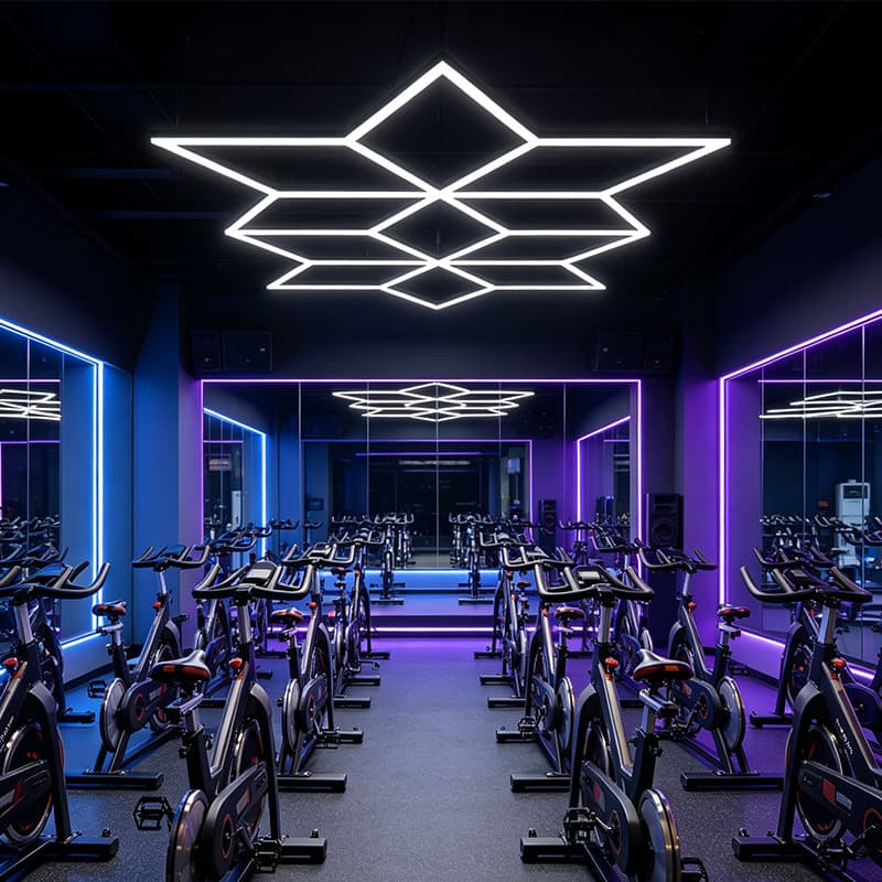 Gym honeycomb light, six-pointed star free-splicing fitness studio industrial-style commercial shaped linear chandelier