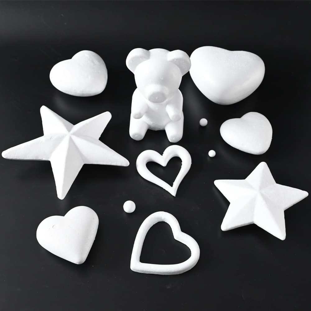 Factory Direct Foam Prop Balls Solid Foam Spheres Stars Hearts White Craft DIY Mold Accessories