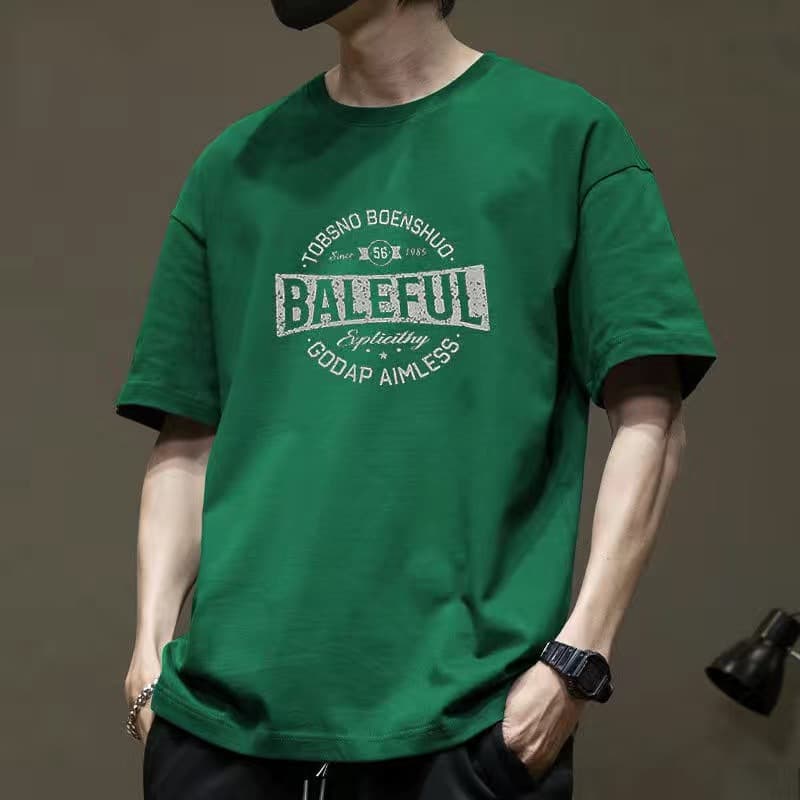 Loose Men's Short Sleeve T-Shirt Pure Cotton American Style Summer Rock Print Casual Loose Fit Men's Clothing Youth Fashion