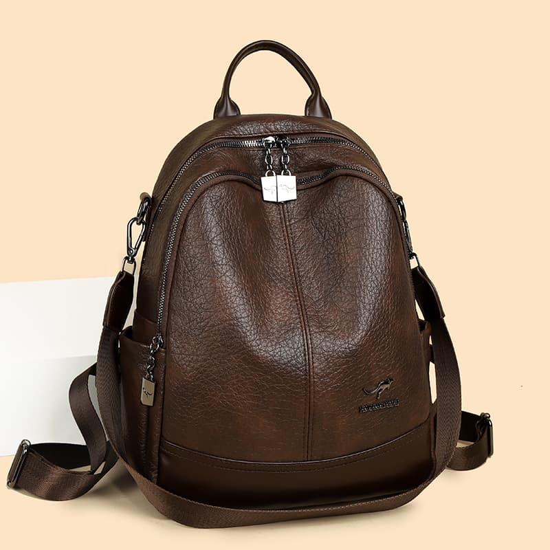 Simple Backpack for Women 2025 Spring New Casual Versatile Backpack Multi-compartment Large Capacity Leather Bag