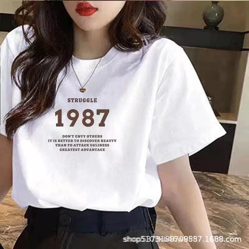 Loose Fit T-Shirt for Women Summer 2024 New Cotton Short Sleeve Top Retro Small Design Sense Half Sleeve
